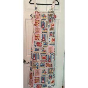New Sunday Up Swank Dress Large patch Maxi Nautical‎ Sundress Colorful Beach